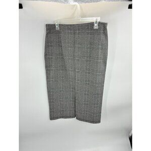H&M Skirt Womens L Black White Glen Plaid Knit Pencil Skirt Style